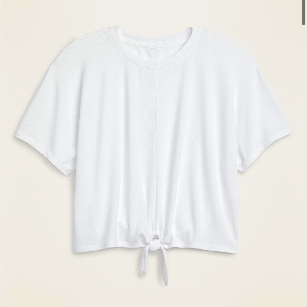 Old Navy Active Go Dry Ribbed Knot Tee in White NWT